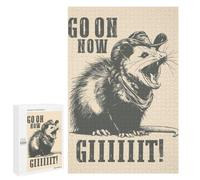 Classic Jigsaw Puzzle, 1000 PCS, Featuring Go On Now Giiit Opossum Poster, Funny Cowboy Animal Wall Art, Western Humor Prin, Shared Puzzle Time for Family And Friends, for Indoor Play