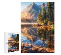 Classic Jigsaw Puzzle, 1000 PCS, Featuring Golden Dawn on The Mountain Lake, Shared Puzzle Time for Family And Friends, for Cosy Nights