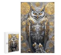 Classic Jigsaw Puzzle, 1000 PCS, Featuring Golden Owl Guardian Majesty, Shared Puzzle Time for Family And Friends, for Cosy Nights