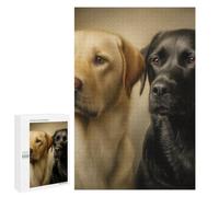 Classic Jigsaw Puzzle, 1000 PCS, Featuring Labrador Retrievers︰ Black And Yellow Portrait, Shared Puzzle Time for Family And Friends, for Indoor Play