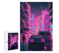 Classic Jigsaw Puzzle, 1000 PCS, Featuring Neon Cityscape Future Vibe, An Absorbing Project for Relaxed Weekends, for Quiet Evenings