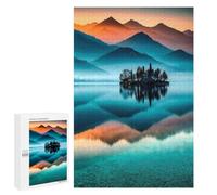 Classic Jigsaw Puzzle, 1000 PCS, Featuring Sunrise over The Misty Mountain Lake, Shared Puzzle Time for Family And Friends, for Cosy Nights