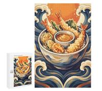 Classic Jigsaw Puzzle, 1000 PCS, Featuring Tempura Bowl with Japanese Waves, An Absorbing Project for Relaxed Weekends, for Indoor Play