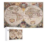 Classic Jigsaw Puzzle, 1000 PCS, Featuring Vintage World Map Poster, A Rewarding Pastime for Dedicated Jigsaw Fans, for Puzzle Fans