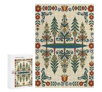 Classic Jigsaw Puzzle, 300 PCS, Featuring Reflected Pine Tree Scandinavian Kurbits Folk Art, A Rewarding Pastime for Dedicated Jigsaw Fans, for Cosy Nights