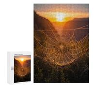 Classic Jigsaw Puzzle, 300 PCS, Featuring Spiderweb at Sunrise, A Rewarding Pastime for Dedicated Jigsaw Fans, for Cosy Nights