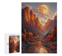 Classic Jigsaw Puzzle, 300 PCS, Featuring Zion National Park Autumn Moon, A Rewarding Pastime for Dedicated Jigsaw Fans, for Cosy Nights