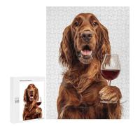 Classic Jigsaw Puzzle, 500 PCS, Featuring Irish Setter with Wine Glass, A Focused Activity for Patient Adult Puzzlers, for Indoor Play