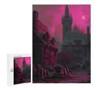 Classic Jigsaw Puzzle, 500 PCS, Featuring Spooky Graveyard with Haunted Houses, Shared Puzzle Time for Family And Friends, for Cosy Nights