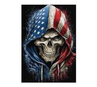 Classic Jigsaw Puzzle for Adults, American Flag Grim Reaper Hoodie, 300 PCS