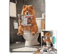 Classic Jigsaw Puzzle for Adults, Chow Chow on The Toilet, 300 PCS