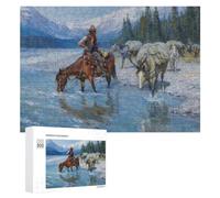 Classic Jigsaw Puzzle for Adults, Cowboys Crossing The River, 300 PCS