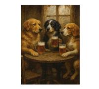 Classic Jigsaw Puzzle for Adults, Dogs Drinking Beer at A Pub, 500 PCS