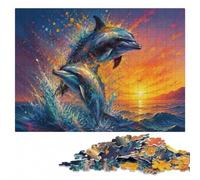Classic Jigsaw Puzzle for Adults, Dolphins Painting, 500 Pieces | Adult Jigsaw Puzzle - tabletop puzzling for hands-on indoor leisure alone or together.