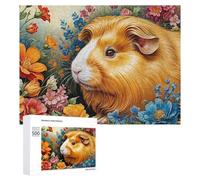 Classic Jigsaw Puzzle for Adults, Ginger Guinea Pig in Flowers, 500 PCS