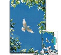 Classic Jigsaw Puzzle for Adults, White Dove Flying in Blue Sky, 300 PCS