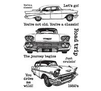 Classic Journey Wild Cars Stamp for Card Making You're not Old,You're Classic,The Journey Begins,Road Trip Words Phrase Clear Rubber Seal Stamping Stamp for DIY Scrapbooking Paper Crafting
