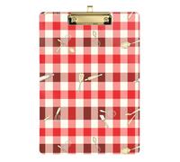 Classic Kitchen Gingham Personalised Plastic Clipboard for Football Softball Coaching Size 9 x 12
