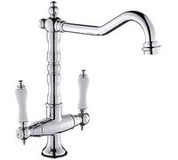 Classic Kitchen Sink Mixer Tap Double Handle Faucet for Bathroom & Kitchen Solid Bronze h Slish Cromo Color Design Water Saving