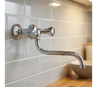 Classic Kitchen Tap Chrome Wall Mounted Swivel S Type Spout