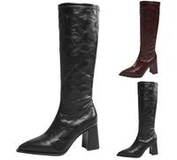 Classic Knee High Boots for with Pointed Toe Long Shaft Side Zip Stylish High Winter Boot