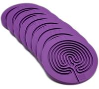 Classic Labyrinth Multi-Color Silicone Coasters - Set of 8 Non-Slip, Heat-Resistant Drink Coasters for Coffee, Tea, and Glasses - Durable, Easy to Clean, Decorative Tabletop Protection (Purple)