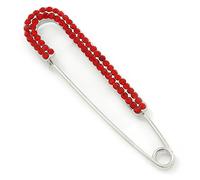 Classic Large Red Austrian Crystal Safety Pin Brooch In Rhodium Plating - 75mm Length