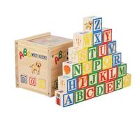 Classic Learning Blocks, Wooden Alphabet Set, Educational Stacking Cubes, Schooling Preschool Letter Toys, Multifunctional Sensory Play Kit, Kids Puzzle for Reading, Spelling, Building
