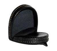 Classic Leather Tray Purse Gents Coin Black with Pull Tab, Small Rounded Change Wallet