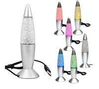 Classic LED Mini Lava Lamp USB Rocket Sparkling Lamp Multicolor Changing Glitter Night Light Bedroom Christmas Decor (Rocket Lava Light)