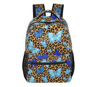 Classic Leopard Blue Large School Laptop Backpack Bag, Classic Leopard Blue, M, Casual