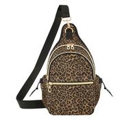 Classic Leopard Brown Vivid Floral Print Sling Bag all over Print Shopping