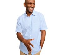 Classic Lightweight Short Sleeve Non-Iron Seersucker Stripe Shirt Pegasus Blue 4XL