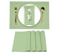 Classic Linen™ by D'Moksha Sage Green Placemats Set of 4, 35 x 45 cm Table Mats, 100% Pure Linen, Machine Washable Table Mats- Summer