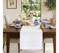 Classic Linen™ by D'Moksha White Table Runner, 100% Pure Linen, 35 x 270 cm Table Runner for Dresser, Dining- Summer, Father's Day