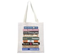 Classic Literature Gift Austen Book Club Gift Bookish Canvas Tote Bag for Book Lovers (Jane Book Tote EU)