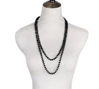 Classic long glass necklace 60" Knotted Necklace Single Strand Faceted Black And Red Glass Crystal Beads