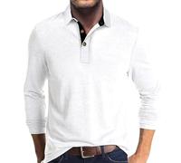 Classic Long Sleeve Golf Shirts for Men Trendy Button Up Plain Formal Business Work Office Everyday Daily Wear T-Shirts Casual Solid Color Going Out Stretchy Cotton Men Adult Gym Fitness Basic Tops