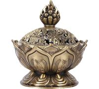 Classic Lotus Incense Burner, Mini Vintage Ancient Bronze Incense Burner Lotus Cone Incense Holder Tabletop Aromatherapy Ornament for Home Office.