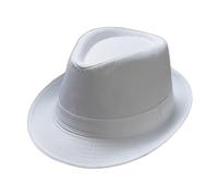 Classic Manhattan Mens Fedora Hat with Band Casual Jazz Cap Short Brim Panama Cap Curly Fedora Hat for Men and Women Short Brim Manhattan-Gangster-Trilby Hats Structured Dressy Elegant Headwear White