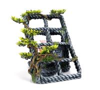 CLASSIC Maritime Rope with Plants Aquarium Ornament - Nautical-Themed Fish Tank Decoration - 150 x 180 x 180mm