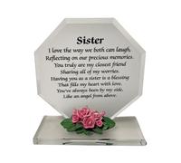 Classic Memorial Octagon Glass Plaque - Personalized Engraved Tribute for Loved Ones - Premium Quality, Durable, Elegant Design (Sister)