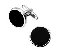 Classic Men's French Cufflinks Black Round Button Wedding Jewelry Adds Elegance to Formal Wear,1 pair