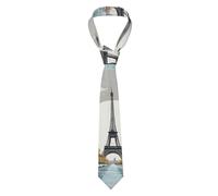 Classic Mens Paris City Tree Eiffel Tower Art Neckties Ties Printed Silk New Skinny Solid Strip Paisley Tie