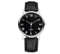 Classic Men's Watch - Elegant Analog Wrist Watch Timeless Business Casual Accessory Elegant Quartz Watch | Leather Strap, Polished Metal Case with Minimal Dial, Black Face, Se référer au descriptif