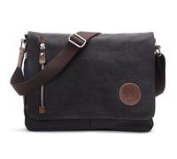 Classic Messenger Bags for Men Vintage Canvas Genuine Leather Ornamental Shoulder Bag Daily Commuting, Travelling, College Bag Flip Lid Design + Large Opening for Easy Access to Items at All Times