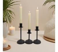 Classic metal candlestick featuring vintage lotus base, suitable for creating a warm and inviting in home and event settings (S Black)