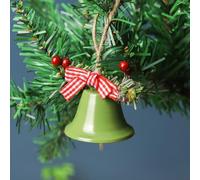 Classic Metal Christmas Bell Pendant Designed for Hanging on Trees or Various Home Decorations to Celebrate the Holiday Season (Single green)