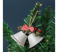 Classic Metal Christmas Bell Pendant Designed for Hanging on Trees or Various Home Decorations to Celebrate the Holiday Season (Double white)