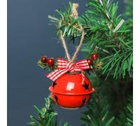 Classic Metal Christmas Bell Pendant Designed for Hanging on Trees or Various Home Decorations to Celebrate the Holiday Season (Round red)